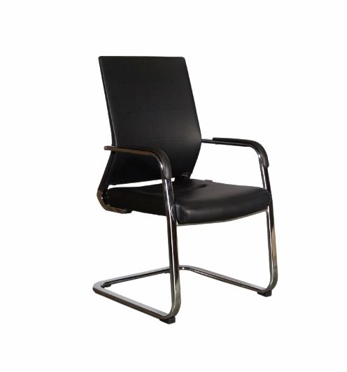Mahmayi Sleekline 1608C Visitors Chair Black PU For Multi-Pupose Places like Homes, Offices.