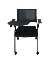 Mahmayi SL 632L Folding Heavy Duty Chair with Wheels & Foldable Arm Tablet for Home | School | Study Chair Can Withstand upto 150kg - Black