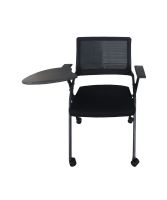 Mahmayi SL 632L Folding Heavy Duty Chair with Wheels & Foldable Arm Tablet for Home | School | Study Chair Can Withstand upto 150kg - Black