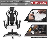 Mahmayi Racer C599 Gaming Chair White With PU Leatherette & Seat adjustable height For Best Gaming Experience 