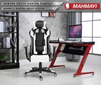 Mahmayi Racer C599 Gaming Chair White With PU Leatherette & Seat adjustable height For Best Gaming Experience 