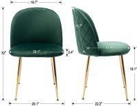 Mahmayi HYDC020 Velvet Green Dining Chair for Living Room