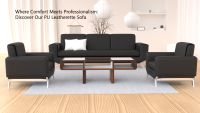 Mahmayi GLW SF165-3 PU Leatherette Three Seater Sofa - Black