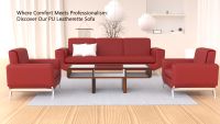 Mahmayi GLW SF165-3 PU Leatherette Three Seater Sofa Maroon Modern Sofa Ideal for Home and Office