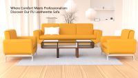 Mahmayi GLW SF165-3 PU Leatherette Three Seater Sofa Yellow Modern Sofa Ideal for Home and Office