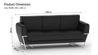 Mahmayi GLW SF169-3 PU Leatherette Three Seater Sofa - Black