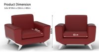 Mahmayi GLW SF165-1 PU Leatherette Single Seater Sofa Maroon Modern Sofa Ideal for Home and Office