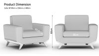Mahmayi GLW SF165-1 PU Leatherette Single Seater Sofa White Modern Sofa Ideal for Home and Office