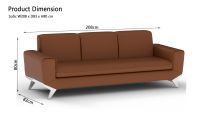 Mahmayi GLW SF165-3 PU Leatherette Three Seater Sofa Brown Modern Sofa Ideal for Home and Office