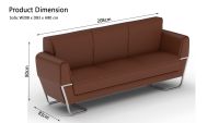Mahmayi GLW SF169-3 PU Leatherette Three Seater Sofa Choco Brown Modern Sofa Ideal for Home and Office