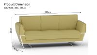 Mahmayi GLW SF169-3 PU Leatherette Three Seater Sofa Light Sandal Modern Sofa Ideal for Home and Office