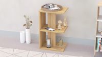 Mahmayi Modern E Shape Night Stand, Side End Table with 3 Open Storage Shelf Coco Bolo Ideal for Bedroom and Living Room