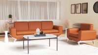 Mahmayi GLW SF165-1 PU Leatherette Single Seater Sofa Brown Modern Sofa Ideal for Home and Office