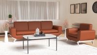 Mahmayi GLW SF165-1 PU Leatherette Single Seater Sofa Choco Brown Modern Sofa Ideal for Home and Office