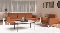 Mahmayi GLW SF165-1 PU Leatherette Single Seater Sofa Brown Modern Sofa Ideal for Home and Office