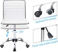 Mahmayi Leather Swivel Executive Chair Stylish Ribbed Mid Back Chair Configuration