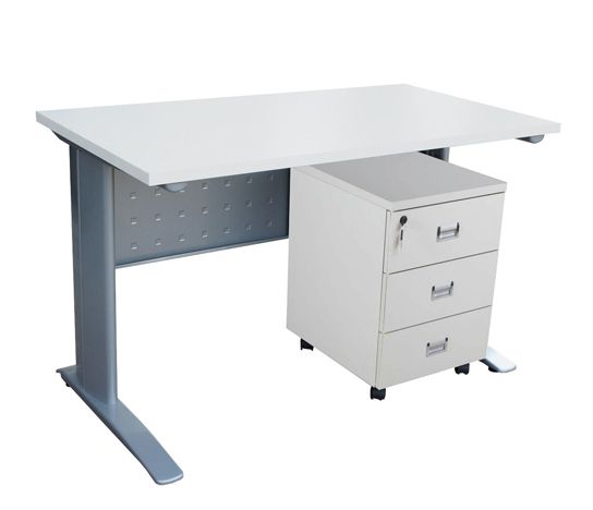 Stazion 1210 Modern Office Desk White with Drawers