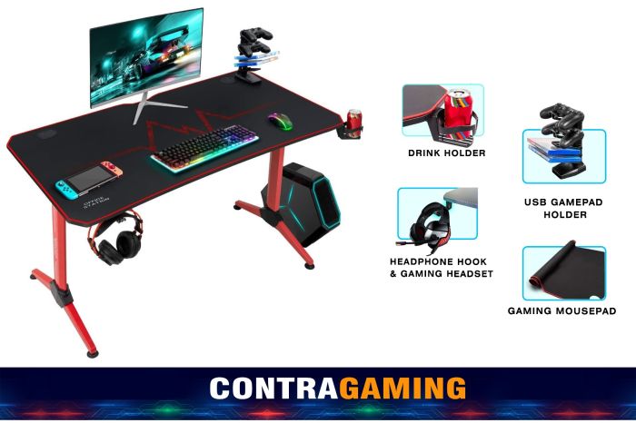 ContraGaming by Mahmayi Gaming Table MY 1160 Red with Carbon Fiber Top with AM K5 Pro Headset Combo