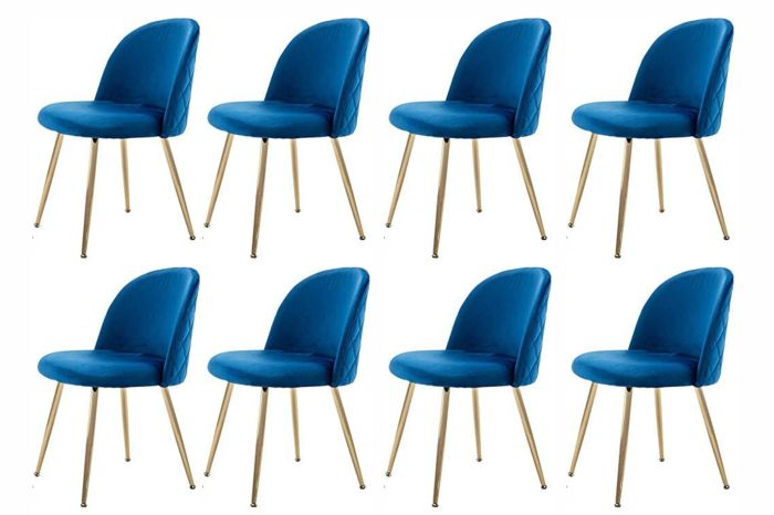 Mahmayi HYDC020 Velvet Blue Dining Chair for Living Room (Pack of 8)