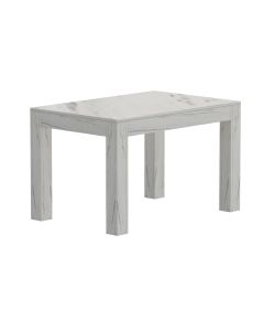 Mahmayi Modern Wooden Dining Table, 4-Seater for Kitchen, Dining Room, Living Room-120cm, White Levanto Marble