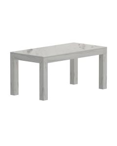 Mahmayi Modern Wooden Dining Table, 6-Seater for Kitchen, Dining Room, Living Room-160cm, White Levanto Marble