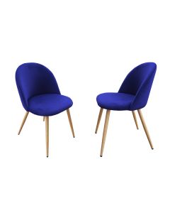 Mahmayi HYDC019 Velvet Blue Dining Chair for Living Room (Pack of 2)