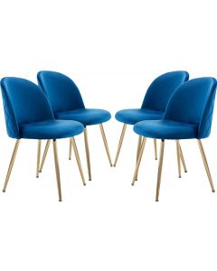 Mahmayi HYDC020 Velvet Blue Dining Chair for Living Room (Pack of 4)