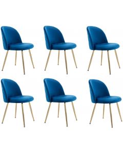 Mahmayi HYDC020 Velvet Blue Dining Chair for Living Room (Pack of 6)