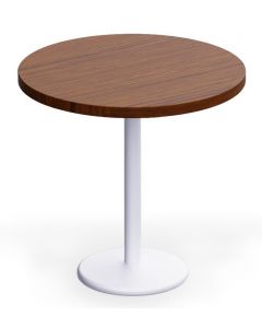 Rodo 500E Linen Dark Walnut Table with white round base - 80cm