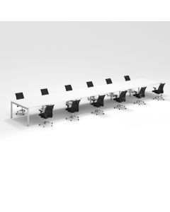 Shared Structure 12 Seater in White Color with No Dividers without Drawers with Mesh Chairs and Worktop W180cm x D60cm