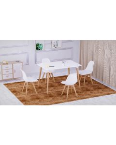 Cenare 5-Piece Dining Set for Kitchen, 120 X 80 Dining Table With 4 X PU Dining Chair - White