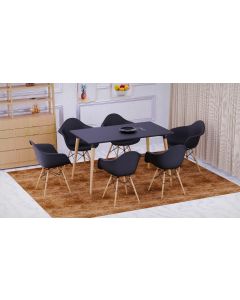 Cenare 7-Piece Dining Set for Kitchen, 140 X 80 Dining Table With 6 X DAW Arm Dining Chair - Black