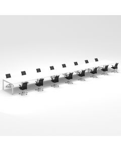 Shared Structure 16 Seater in White Color with No Dividers without Drawers with Mesh Chairs and Worktop W100cm x D75cm