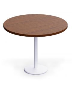 Rodo 500E Linen Dark Walnut Table with white round base - 100cm