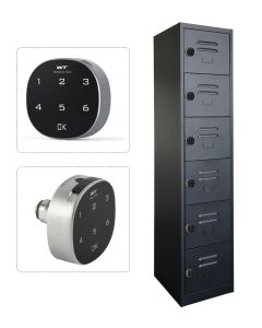 Mahmayi Black Modern 6 Door Locker with Digital Lock, Full Security Device, Privacy Door Locker, Documents, Cash, Jewelry Safety for Home, Garage, Hotel, Office (38x46x183cm)