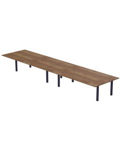 Mahmayi Dec 72 BLK Modern Wooden Dining Table U-Leg, 10-Seater for Kitchen, Dining Room, Living Room-360cm, Tobacco Halifax Oak