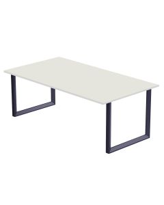 Mahmayi Dec 136 BLK Modern Wooden Dining Table Loop Leg, 6-Seater for Kitchen, Dining Room, Living Room-140cm, Premium White
