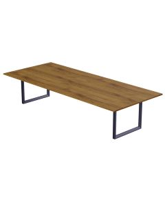 Mahmayi Dec 136 BLK Modern Wooden Dining Table Loop Leg, 8-Seater for Kitchen, Dining Room, Living Room-240cm, Cognac Brown Sherman Oak