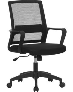 Mahmayi Low Back Mesh Office Chair, Swivel Chair, Adjustable Height, Tilt Mechanism, Breathable Mesh Seat Chair Black for Home, Office, Study Room