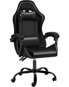 Mahmayi Gaming Chair Ergonomic Video Game Computer Chair, Backrest and Seat Height Adjustable, Swivel Recliner Chair Black for Office, Gaming Station, Home