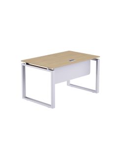Mahmayi Carre 5112 Modern Workstation without Drawer, Computer Desk, Square Metal Legs with Modesty Panel Natural Davos Oak Ideal for Home, Office