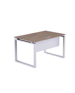 Mahmayi Carre 5112 Modern Workstation without Drawer, Computer Desk, Square Metal Legs with Modesty Panel Truffle Davos Oak Ideal for Home, Office