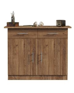 Mahmayi Modern Multifunctional Medium Height Cabinet with 2 Drawers and 2 Door Storage Truffle Davos Oak Ideal for Hallway, Living Room, Kitchen, Bedroom
