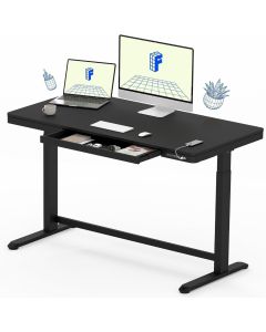 Mahmayi All-in-One Height Adjustable Standing Desk with USB Charging and Wooden Top - Black