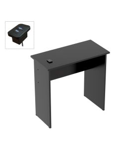 Mahmayi Modern MP1 Study Table, Executive Desk 80x40 with Black BS02 Desktop Socket with USB A/C Port Black Ideal for Office, Home, Meeting Room