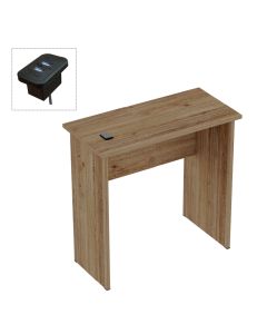 Mahmayi Modern MP1 Study Table, Executive Desk 80x40 with Black BS02 Desktop Socket with USB A/C Port Truffle Davos Oak Ideal for Office, Home, Meeting Room