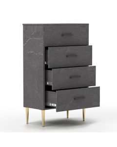 Mahmayi Modern Chest of Drawer with 4 Storage Drawers Anthracite Jura Slate Ideal for Office, Home, Bedroom, Living Room