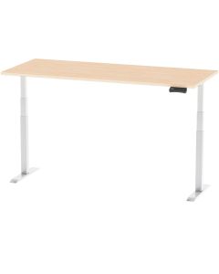 Mahmayi Flexispot Standing Desk Dual Motor 3 Stages Electric Stand Up Desk 140cmx75cm Height Adjustable Desk Home Office Desk White Frame + Oak Desktop