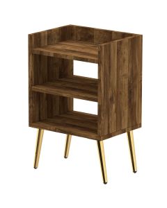 Mahmayi Modern Night Stand, Side End Table with 3 Open Storage Shelf Dark Hunton Oak Ideal for Bedroom and Living Room