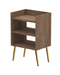 Mahmayi Modern Night Stand, Side End Table with 3 Open Storage Shelf Truffle Davos Oak Ideal for Bedroom and Living Room